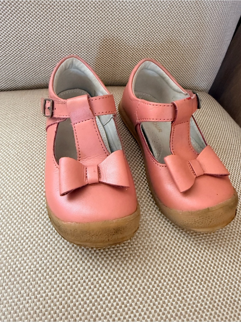 L’amour Bow Accent T-Strap Shoes - Pink